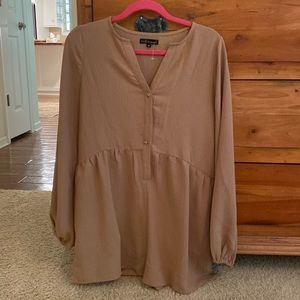 Tan Long Sleeve Romper